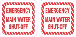 Emergency Main Water Shut-Off Vinyl Stickers