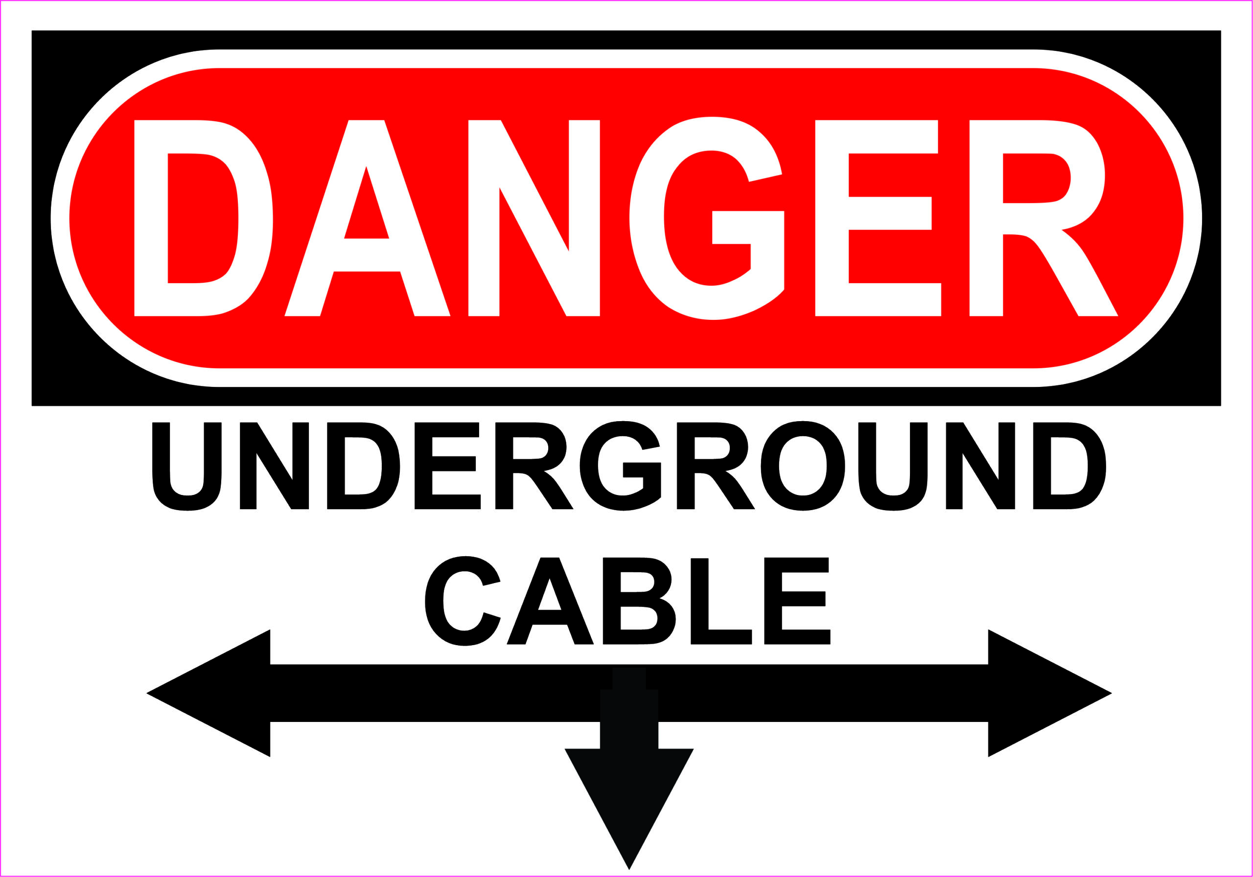 Left Right Below Underground Cable Vinyl Sticker