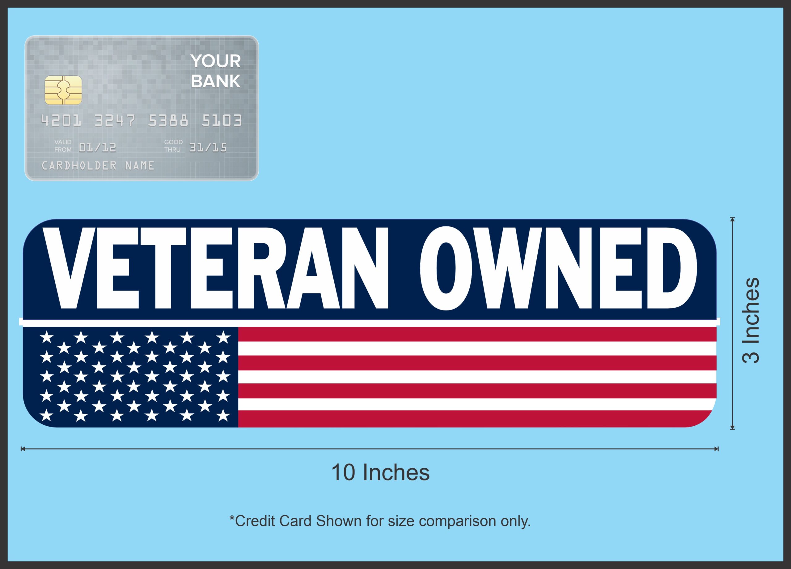 StickerTalk Veteran Owned Vinyl Sticker, 10 inches x 3 inches