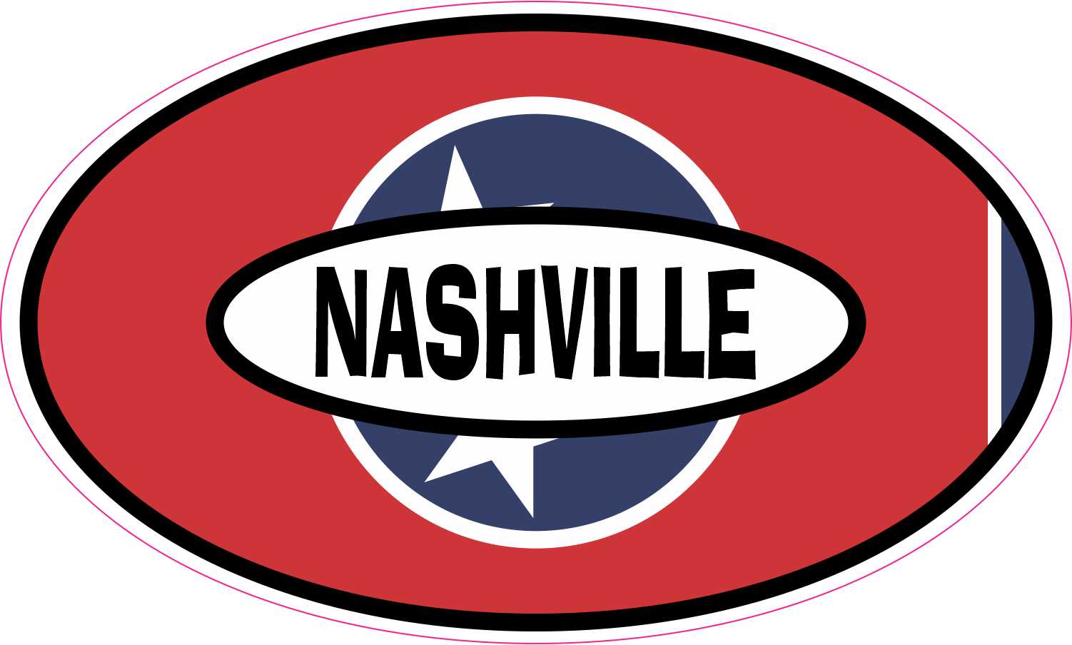 Tennessee Flag Oval Nashville Vinyl Sticker