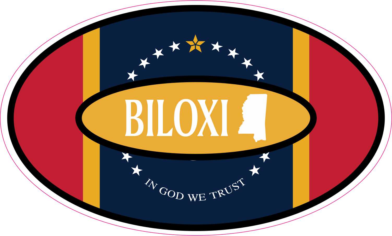 Mississippi Silhouette Oval Biloxi Vinyl Sticker