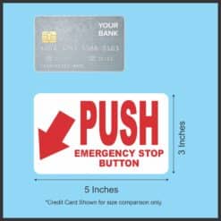 StickerTalk Push Emergency Stop Button Vinyl Sticker, 5 inches x 3 inches