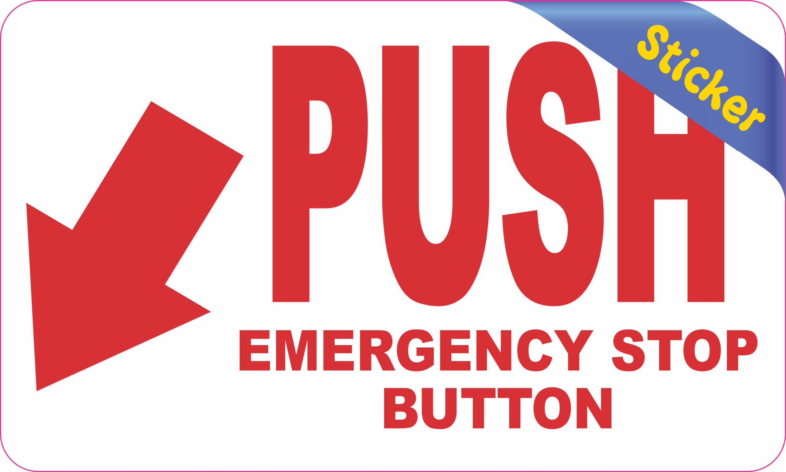 StickerTalk Push Emergency Stop Button Vinyl Sticker, 5 inches x 3 inches