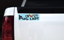 Blue Crazy Pug Lady Vinyl Sticker