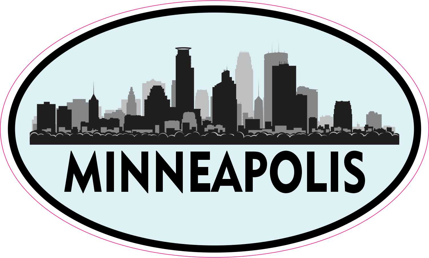 Blue Oval Minneapolis Skyline Vinyl Sticker