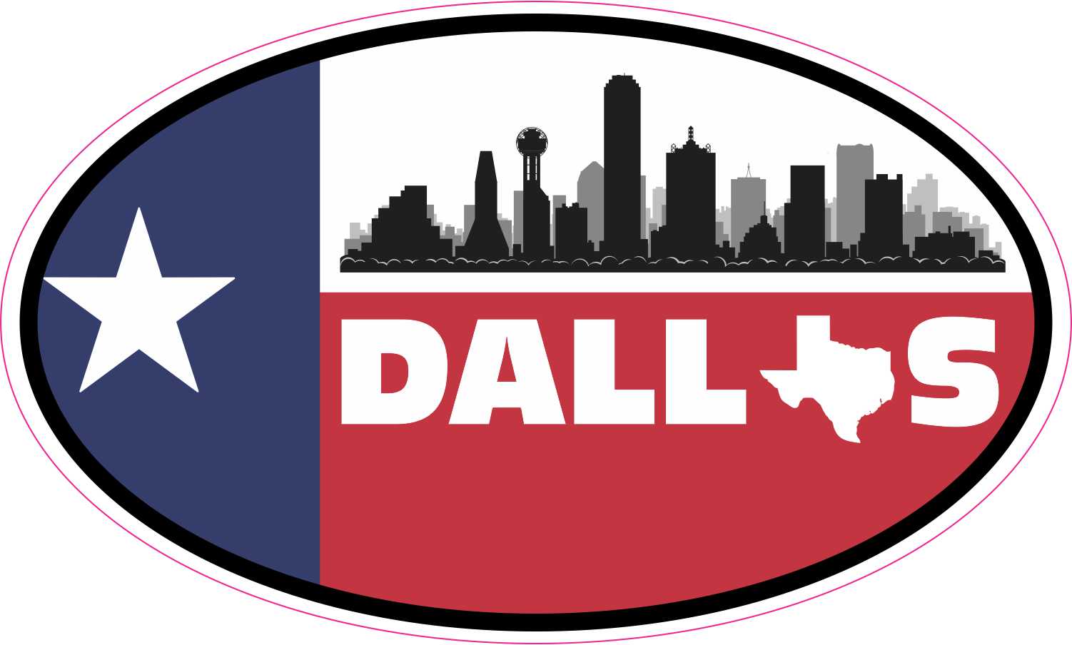 Skyline Flag Oval Dallas Vinyl Sticker