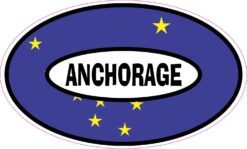Alaska Flag Oval Anchorage Vinyl Sticker