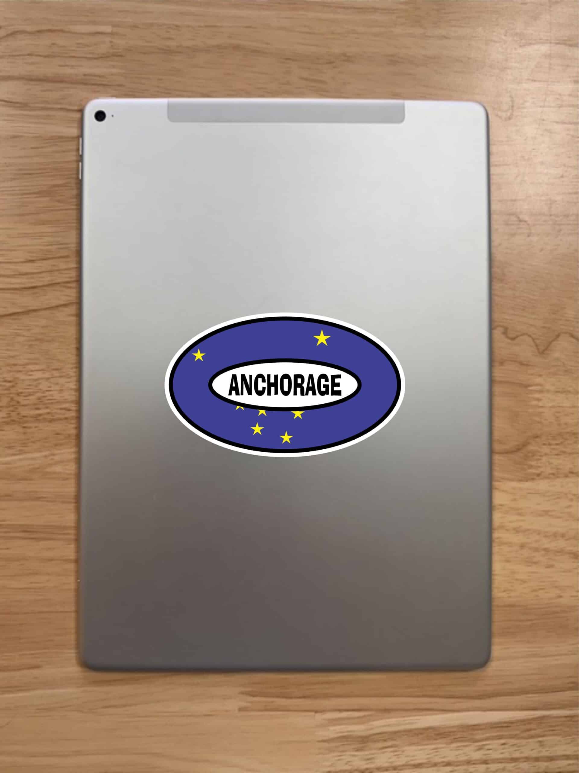 StickerTalk Alaska Flag Oval Anchorage Vinyl Sticker, 5 inches x 3 inches