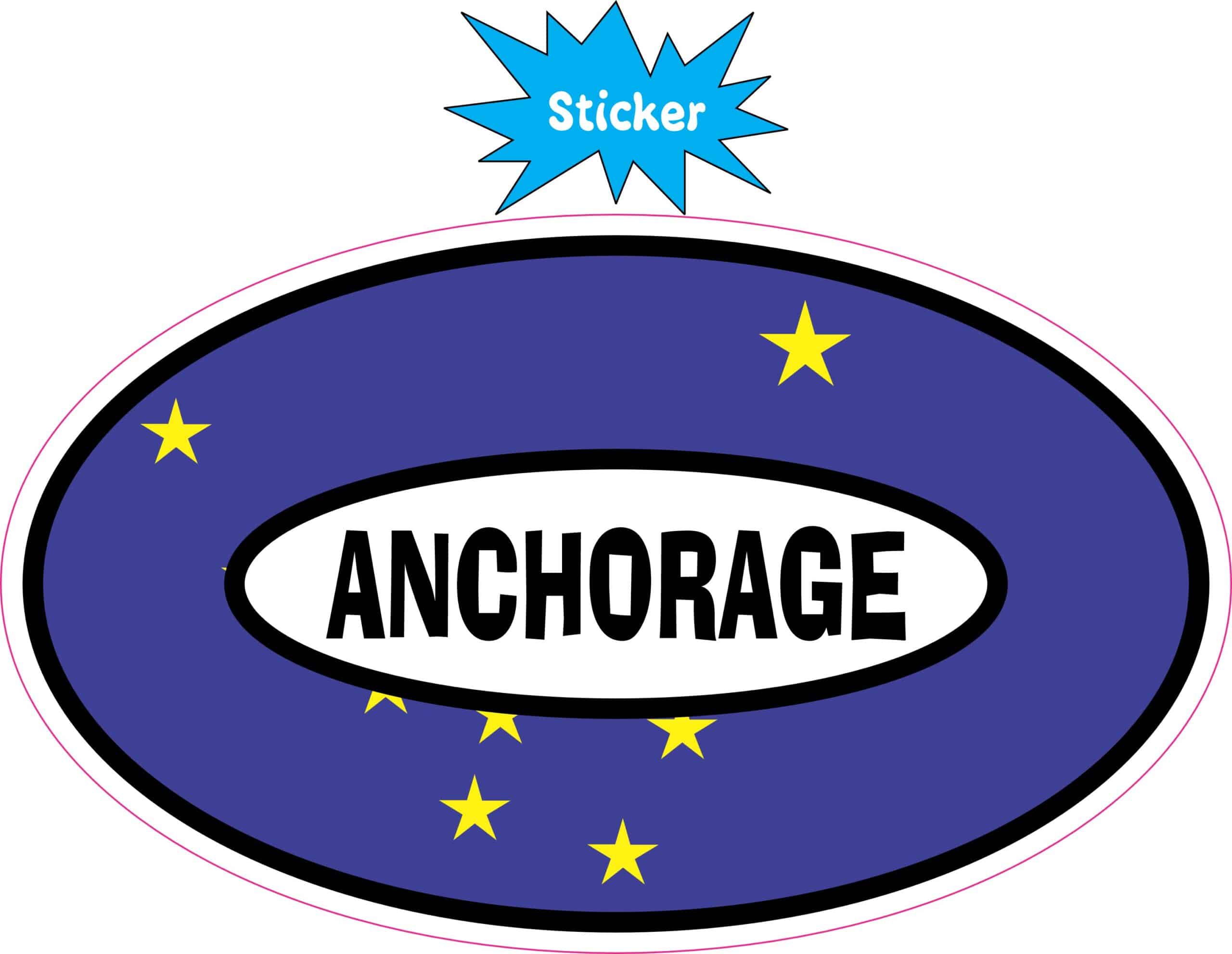 StickerTalk Alaska Flag Oval Anchorage Vinyl Sticker, 5 inches x 3 inches