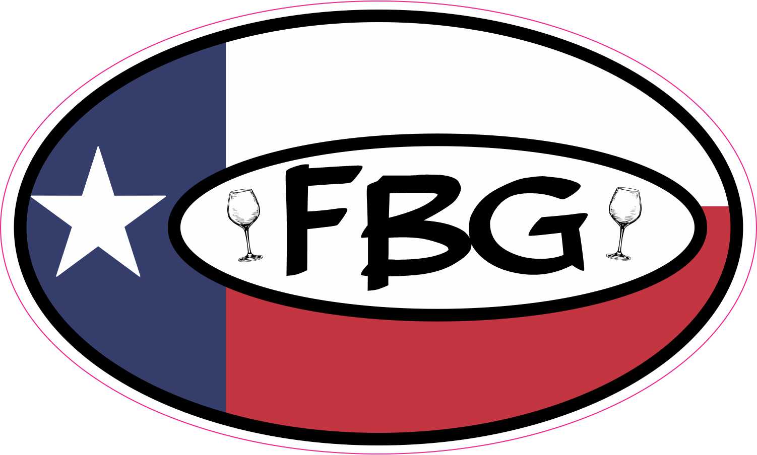 Wine Glass FBG Fredericksburg Texas Vinyl Sticker