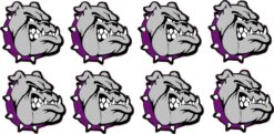 Right Facing Purple Collared Bulldog Vinyl Stickers