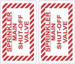 StickerTalk Sprinkler Main Valve Shut-Off Vinyl Stickers, 1 sheet of 2 stickers, 3.5 inches x 2 inches each