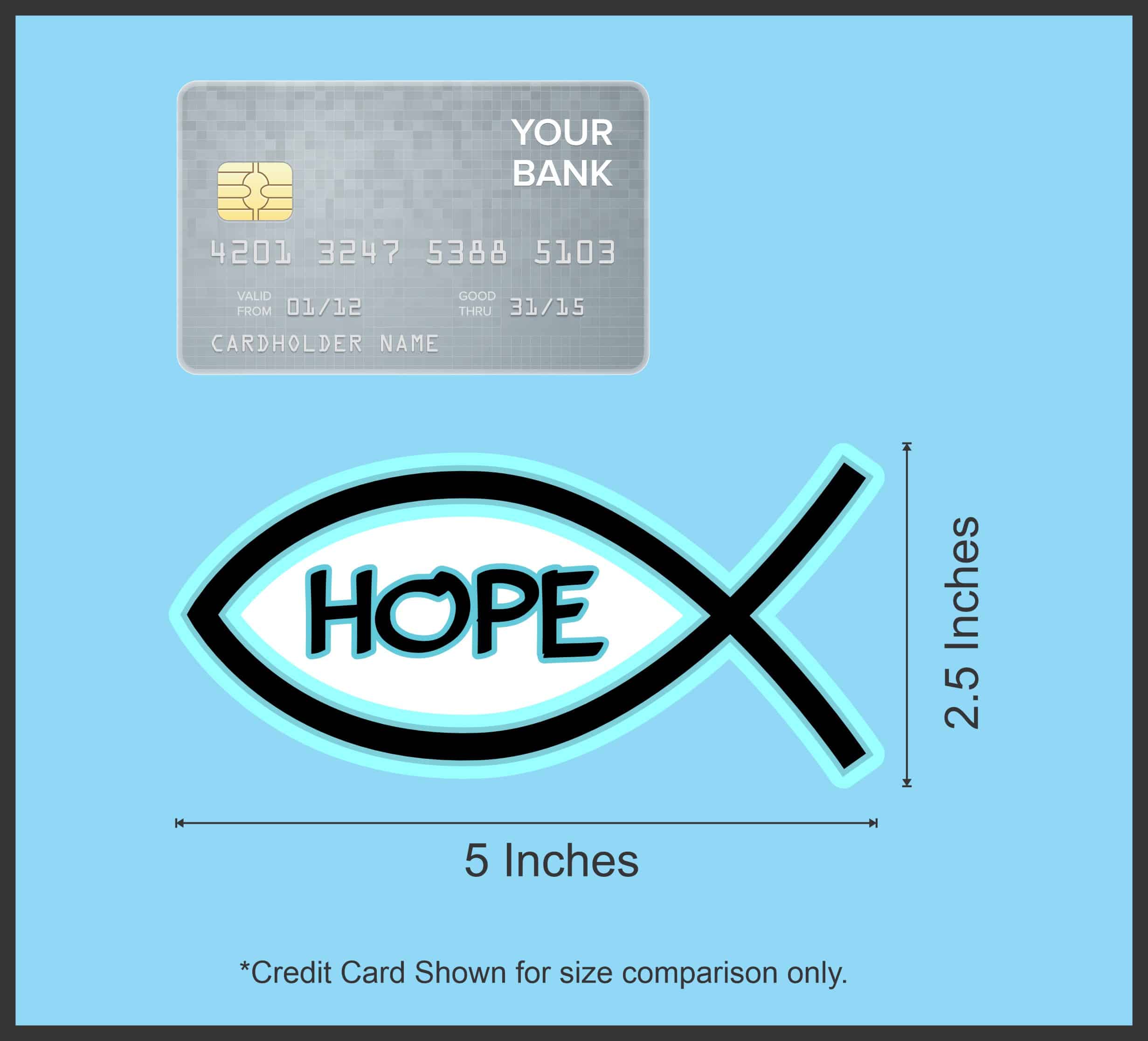 StickerTalk Hope Christian Fish Vinyl Sticker, 5 inches x 2.5 inches - Image 6