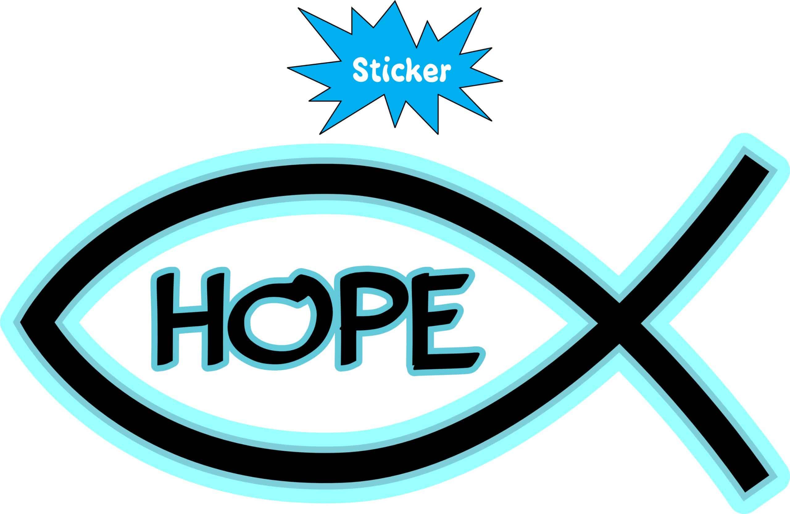 StickerTalk Hope Christian Fish Vinyl Sticker, 5 inches x 2.5 inches - Image 2