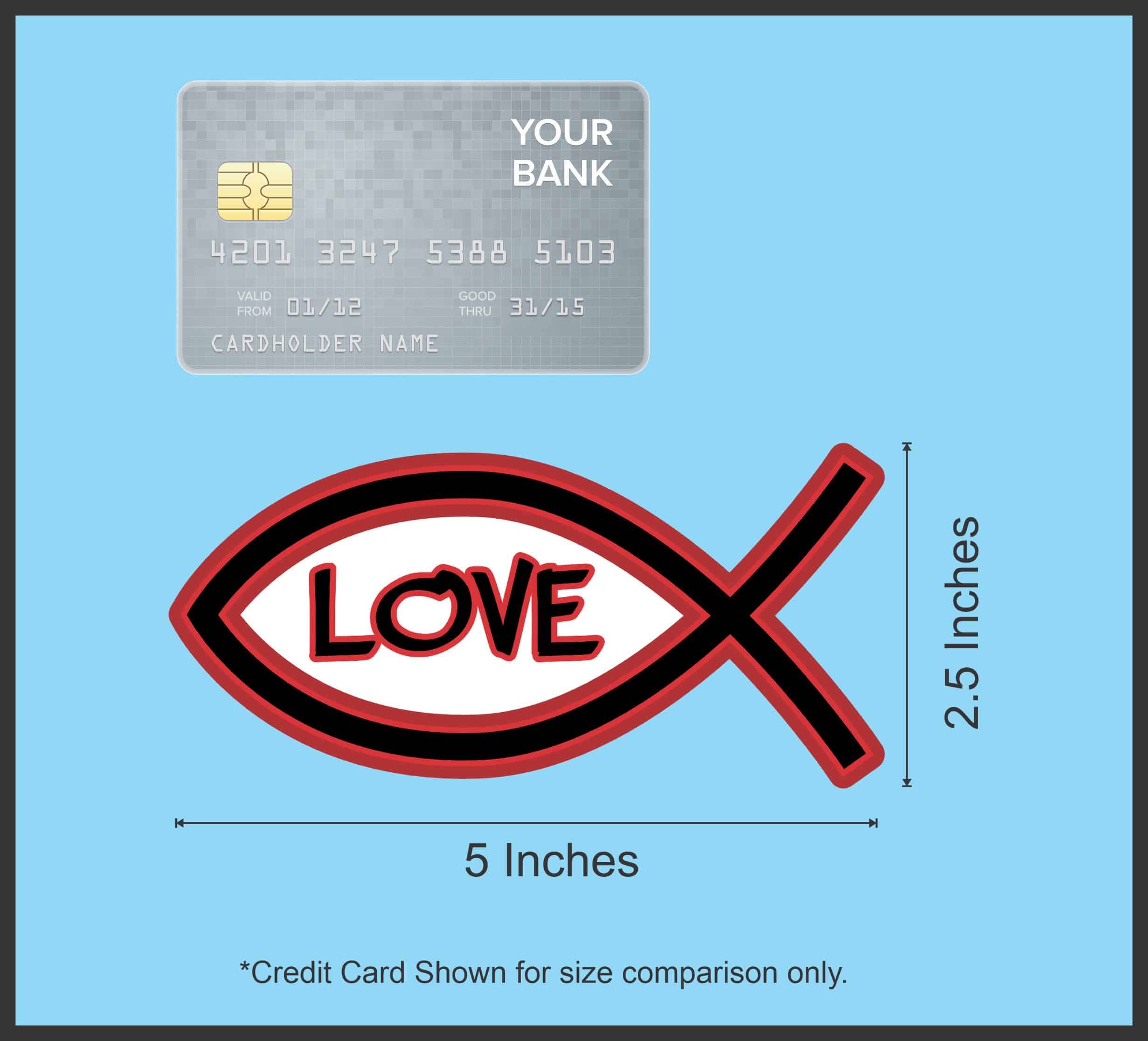 StickerTalk Love Christian Fish Vinyl Sticker, 5 inches x 2.5 inches - Image 6
