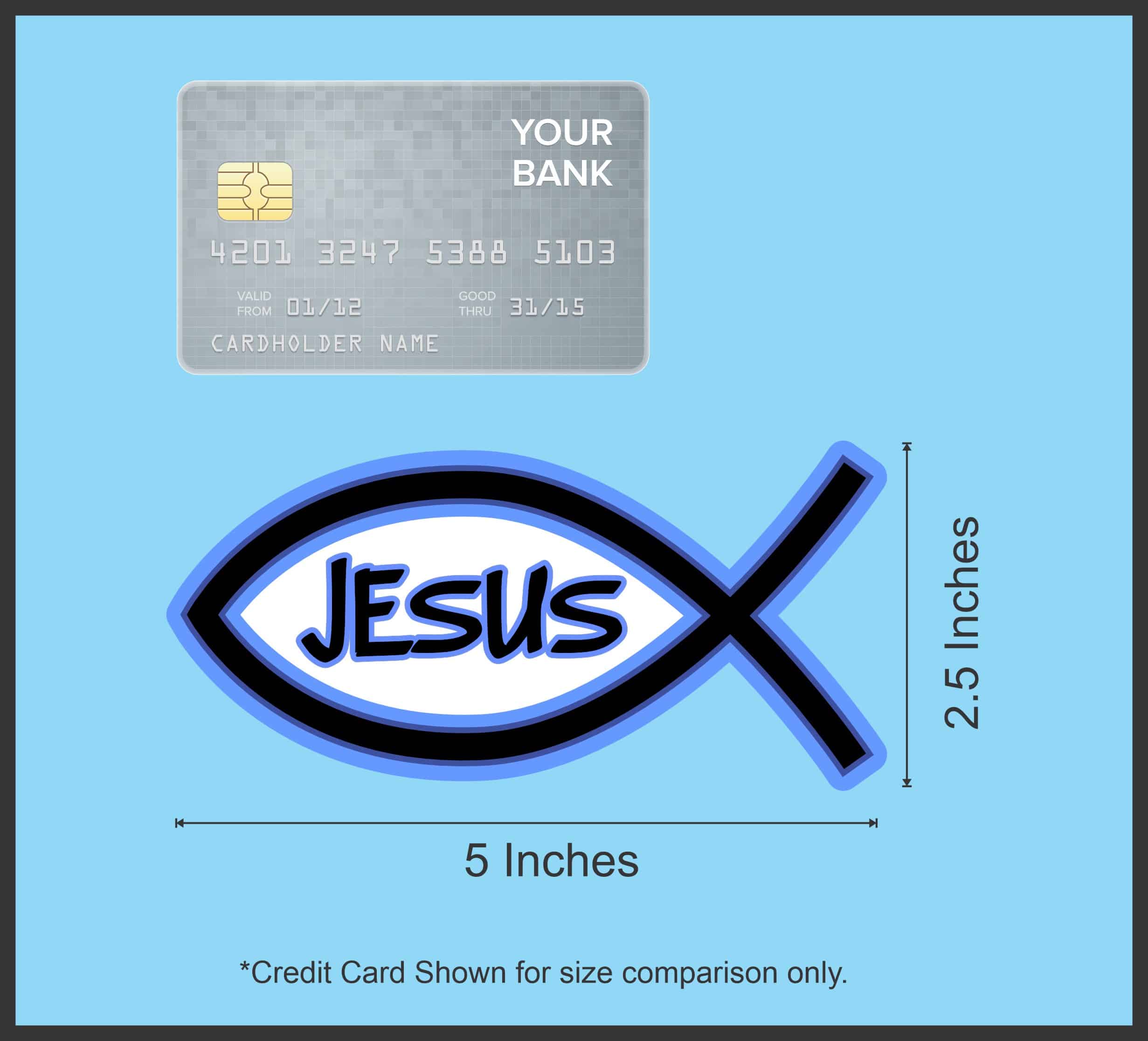 StickerTalk Jesus Christian Fish Vinyl Sticker, 5 inches x 2.5 inches - Image 6