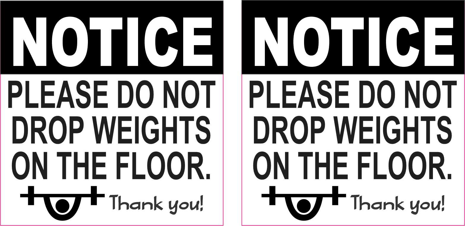 StickerTalk Do Not Drop Weights On Floor Vinyl Stickers, 1 Sheet of 2 Stickers, 2.5 Inches x 2.5 Inches Each