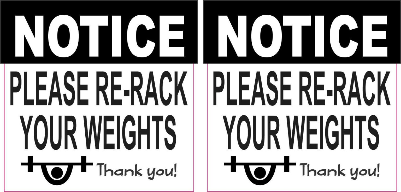 StickerTalk Please Re Rack Weights Vinyl Stickers 1 Sheet Of 2 