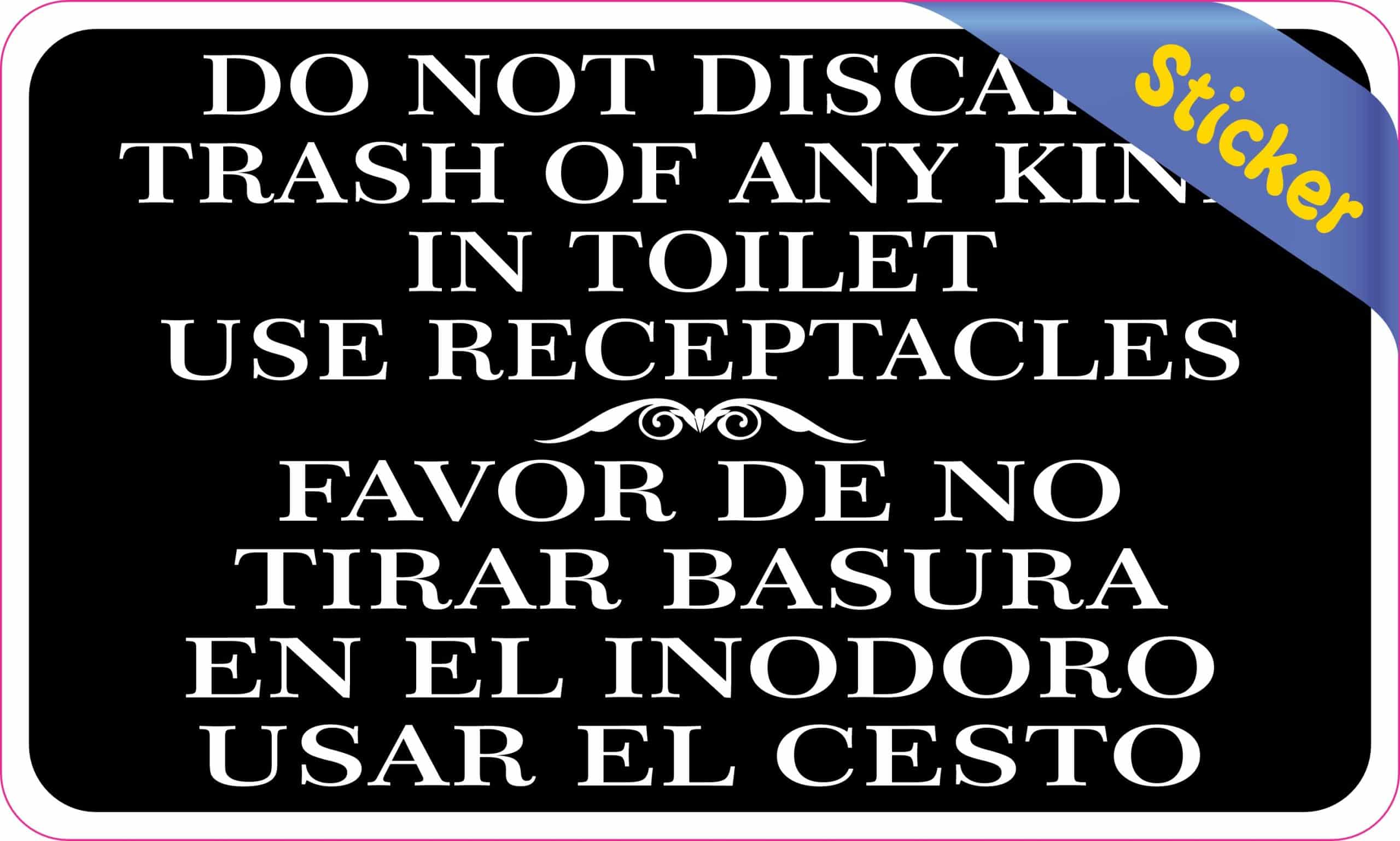 StickerTalk Do Not Discard Trash in Toilet Vinyl Sticker, 5 inches x 3 inches - Image 2