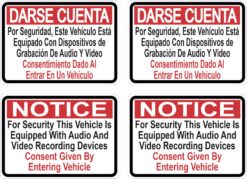 Spanish English Audio and Video Recording Consent Vinyl Stickers