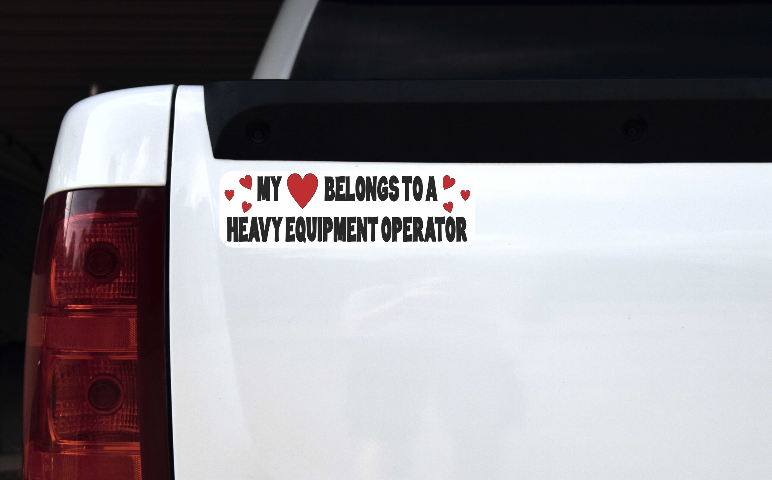 My Heart Belongs to a Heavy Equipment Operator Vinyl Sticker