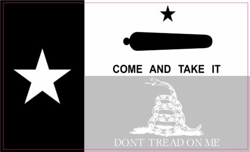Black and White Gonzales Gadsden Texas Flag Vinyl Sticker