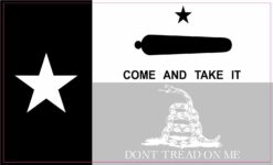 Black and White Gonzales Gadsden Texas Flag Magnet