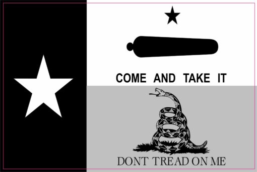 Black and Gray Gonzales Gadsden Texas Flag Vinyl Sticker