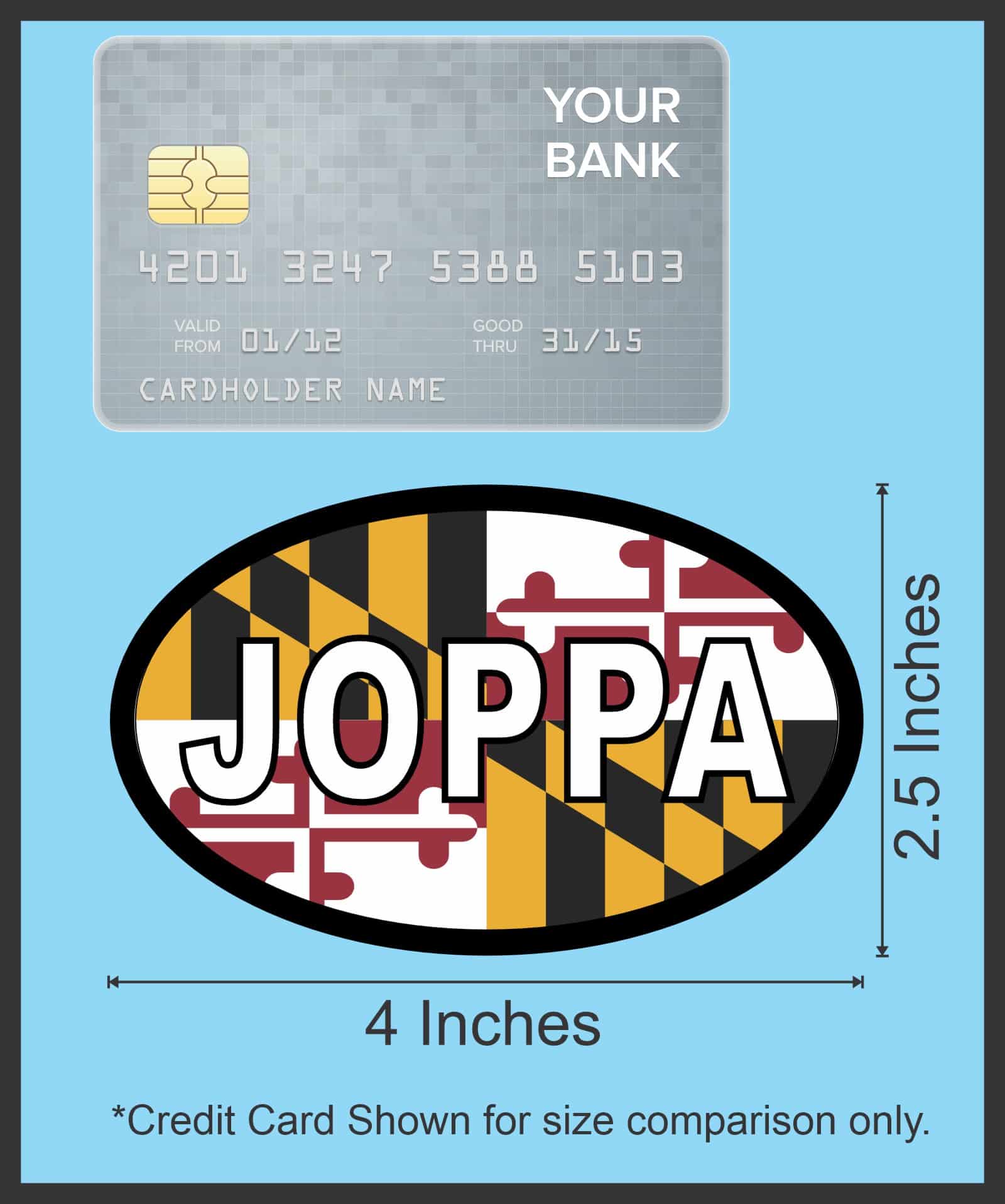 StickerTalk Flag Oval Joppa Maryland Vinyl Sticker, 4 inches x 2.5 inches - Image 8