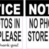 No Photos in Store Vinyl Stickers