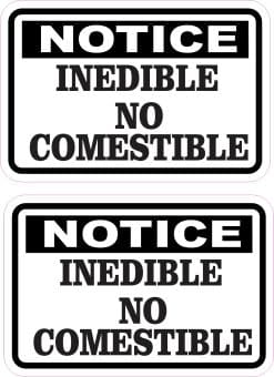 StickerTalk No Comestible Inedible Vinyl Stickers, 1 sheet of 2 stickers, 3 inches x 2 inches each