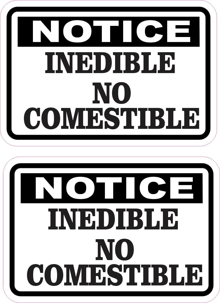 StickerTalk No Comestible Inedible Vinyl Stickers, 1 sheet of 2 stickers, 3 inches x 2 inches each