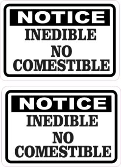 No Comestible Inedible Vinyl Stickers