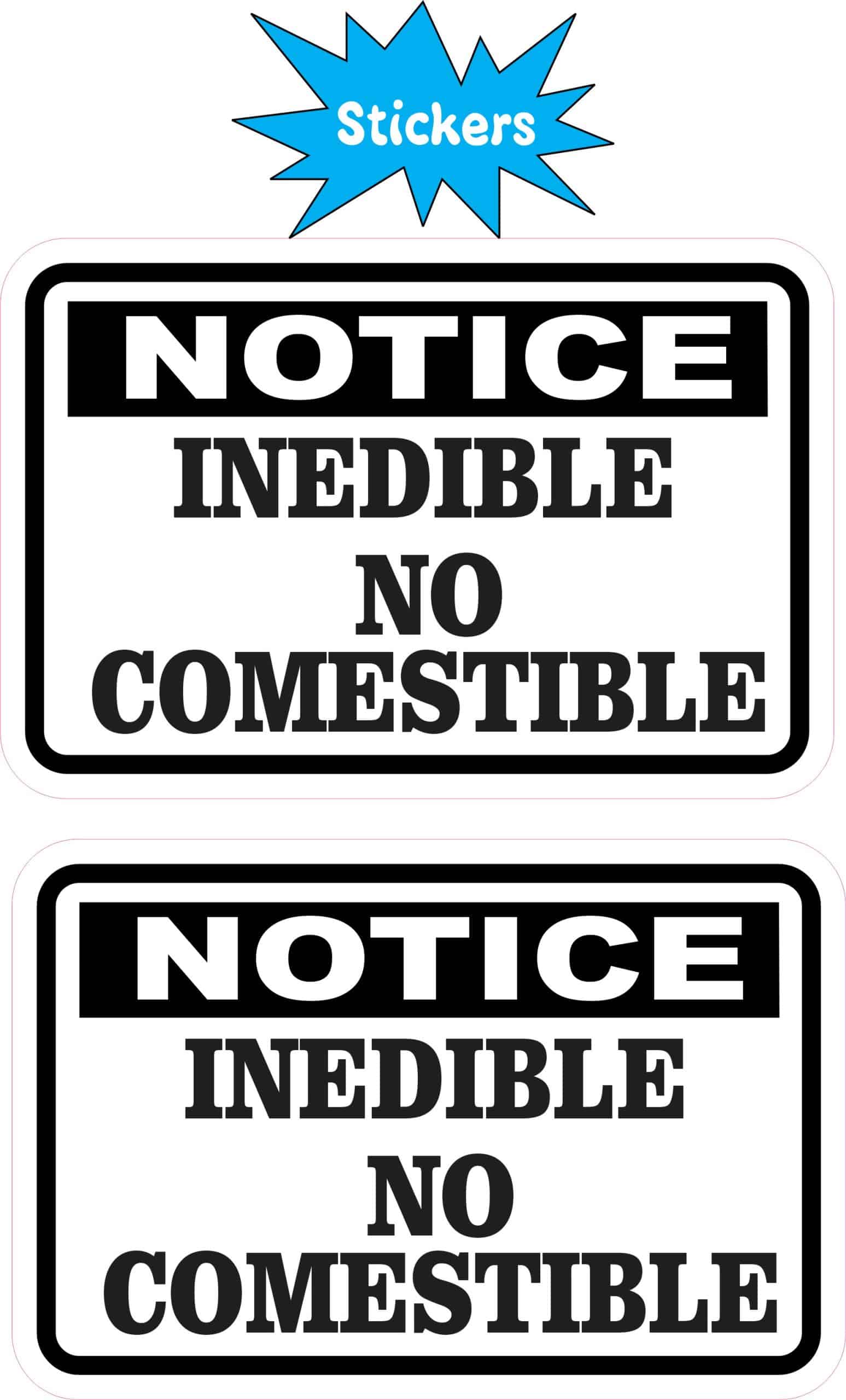 StickerTalk No Comestible Inedible Vinyl Stickers, 1 sheet of 2 stickers, 3 inches x 2 inches each - Image 2