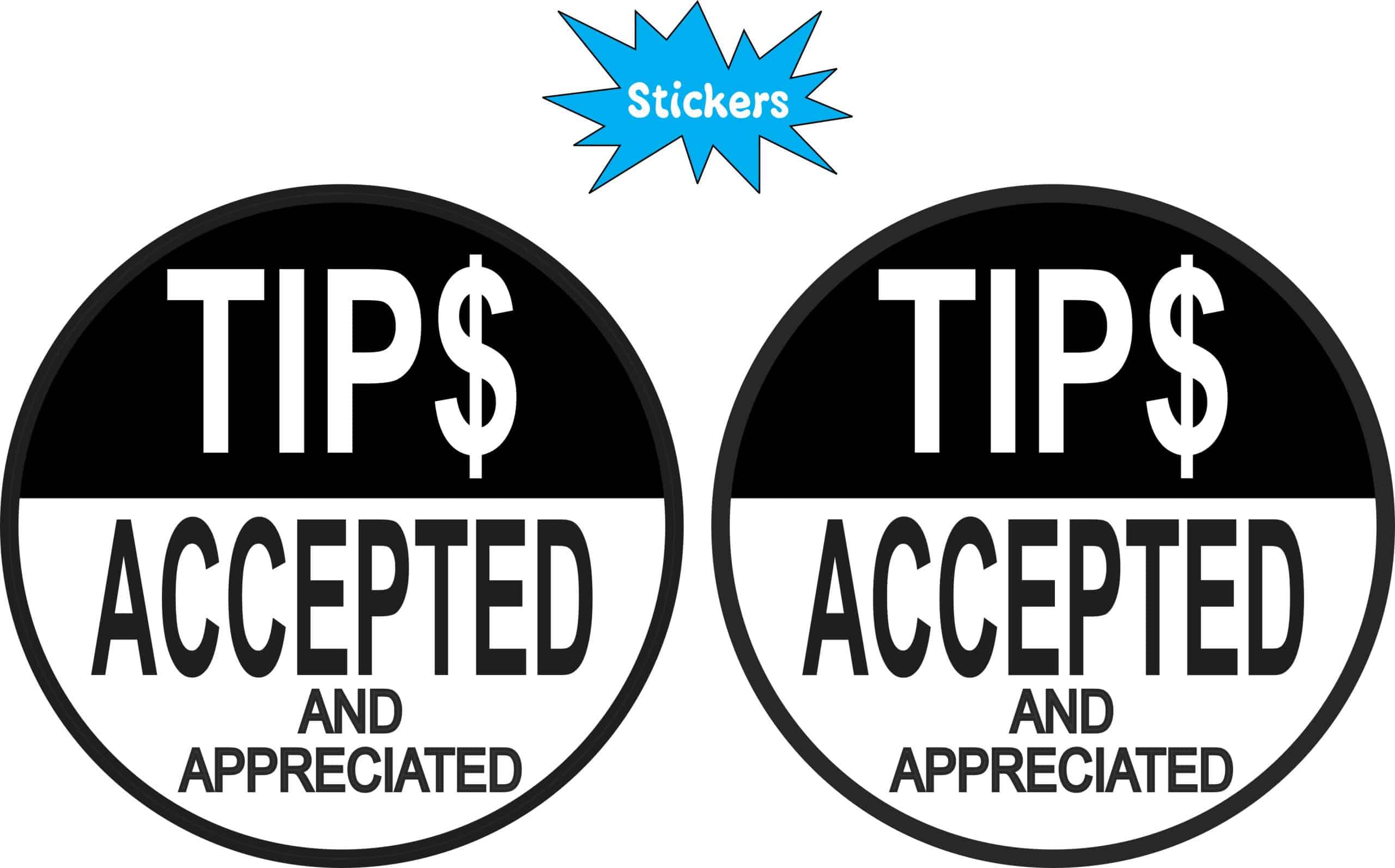 StickerTalk Tips Accepted and Appreciated Vinyl Stickers, 1 shee - Image 2