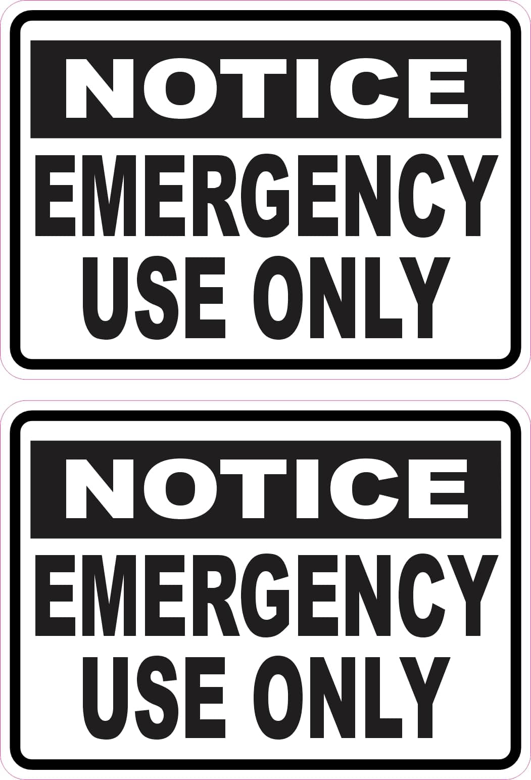 StickerTalk Emergency Use Only Vinyl Stickers, 1 sheet of 2 stickers, 3.5 inches x 2.5 inches each