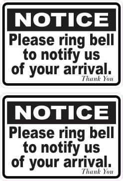 StickerTalk Ring Bell to Notify Us of Your Arrival Vinyl Sticker