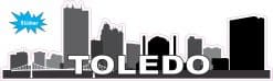Alternative view of StickerTalk Toledo Skyline Vinyl Sticker, 10 inches x 3 inches