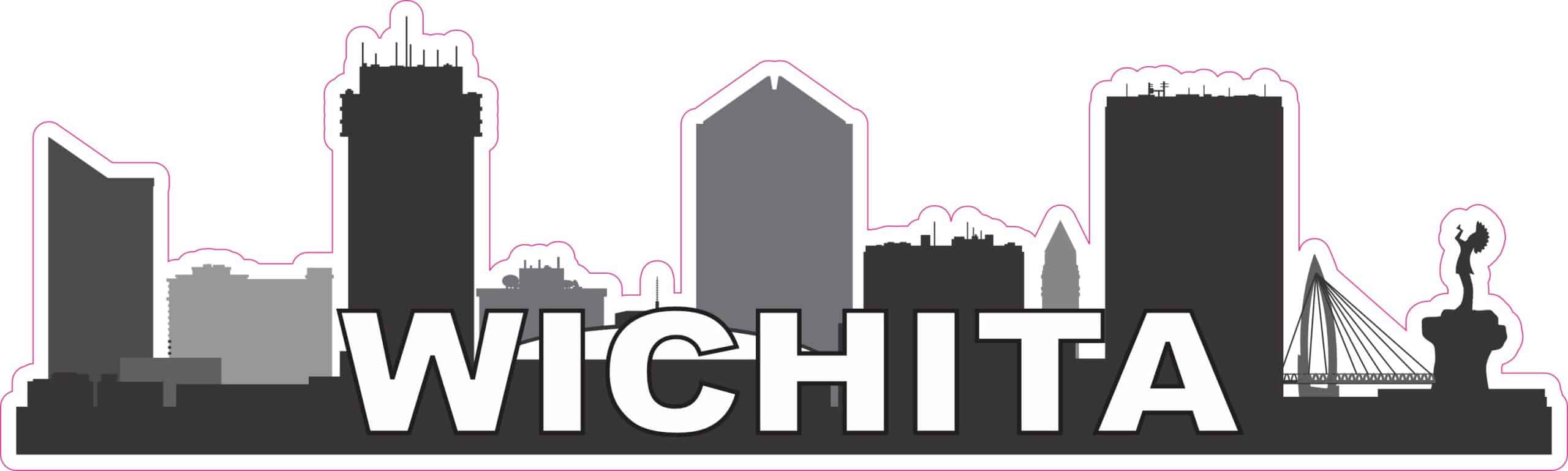 StickerTalk Wichita Skyline Vinyl Sticker, 10 inches x 3 inches