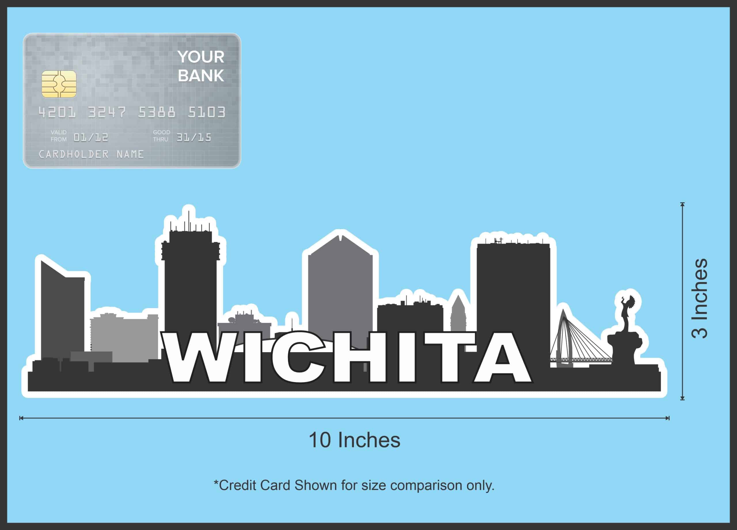 StickerTalk Wichita Skyline Vinyl Sticker, 10 inches x 3 inches - Image 5