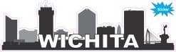 Alternative view of StickerTalk Wichita Skyline Vinyl Sticker, 10 inches x 3 inches
