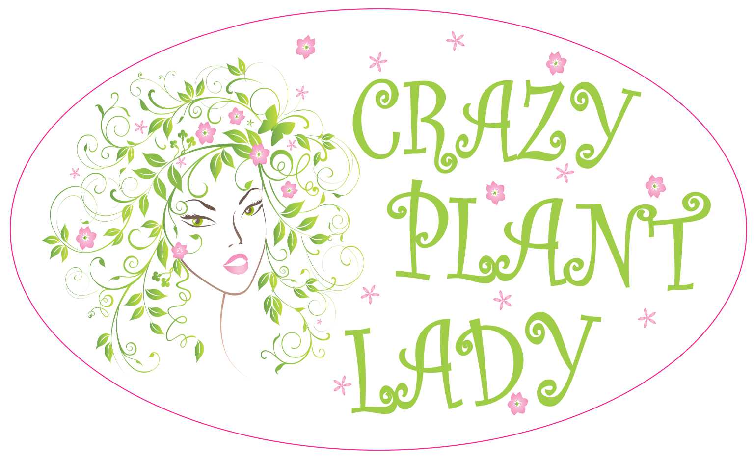 Oval Crazy Plant Lady Vinyl Sticker