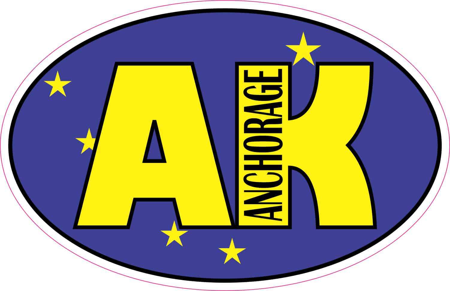 StickerTalk Flag Oval Anchorage AK Vinyl Sticker, 5 inches x 3.25 inches