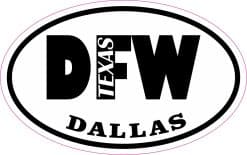 StickerTalk Oval DFW Dallas Texas Vinyl Sticker, 4 inches x 2.5 inches