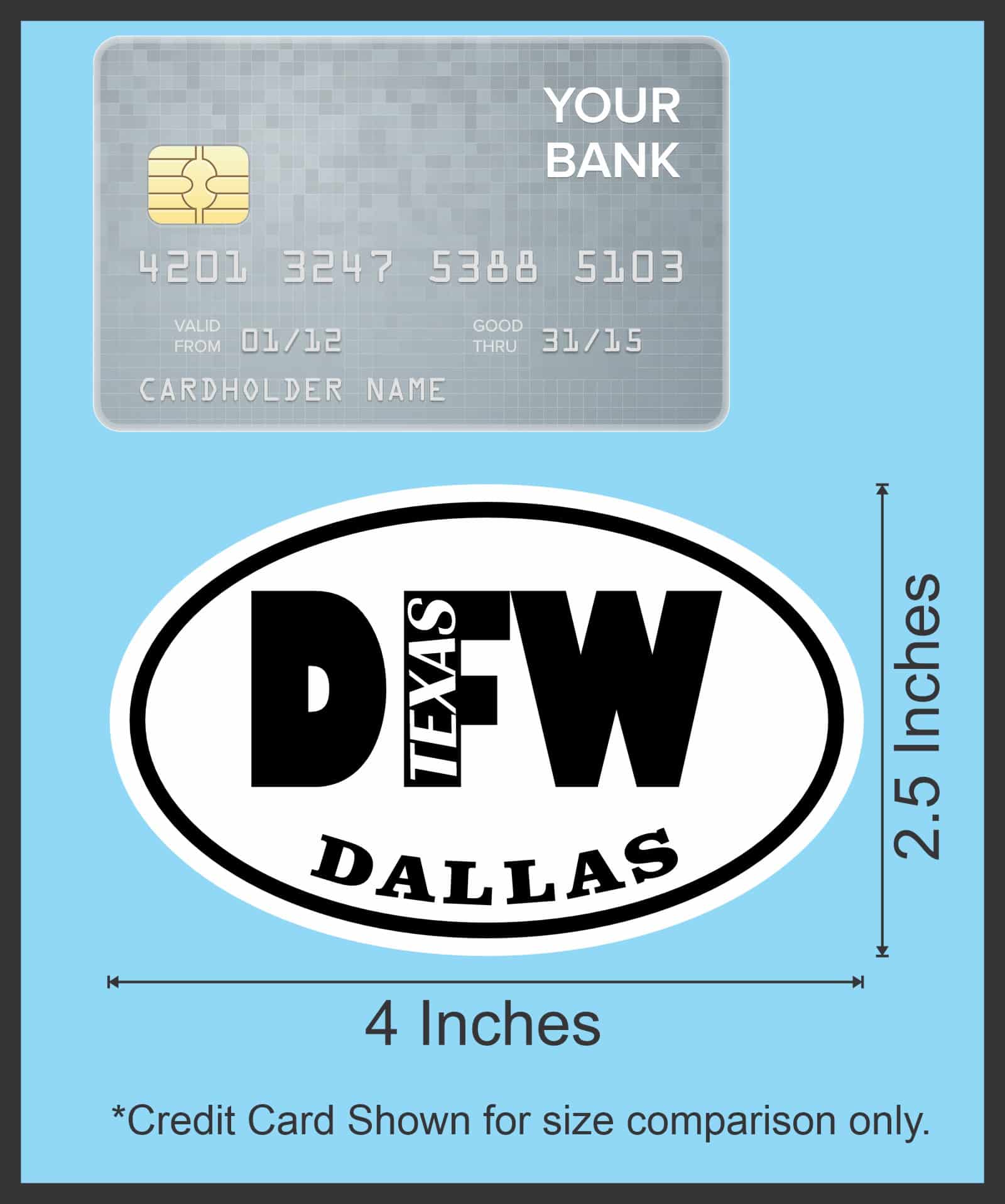 StickerTalk Oval DFW Dallas Texas Vinyl Sticker, 4 inches x 2.5 inches - Image 6