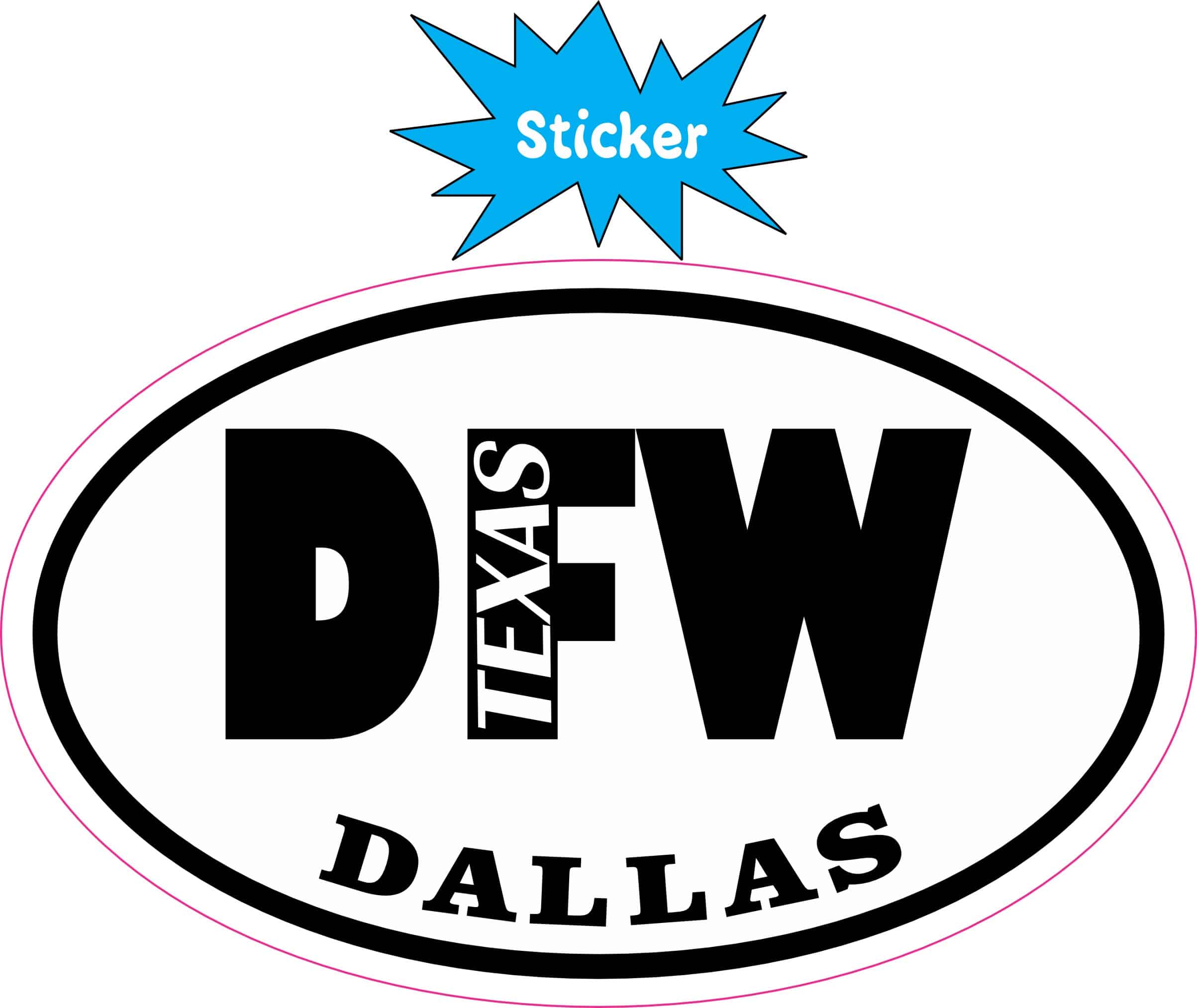 StickerTalk Oval DFW Dallas Texas Vinyl Sticker, 4 inches x 2.5 inches - Image 2