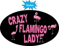 Alternative view of StickerTalk Oval Crazy Flamingo Lady Vinyl Sticker, 5 inches x 3 inches