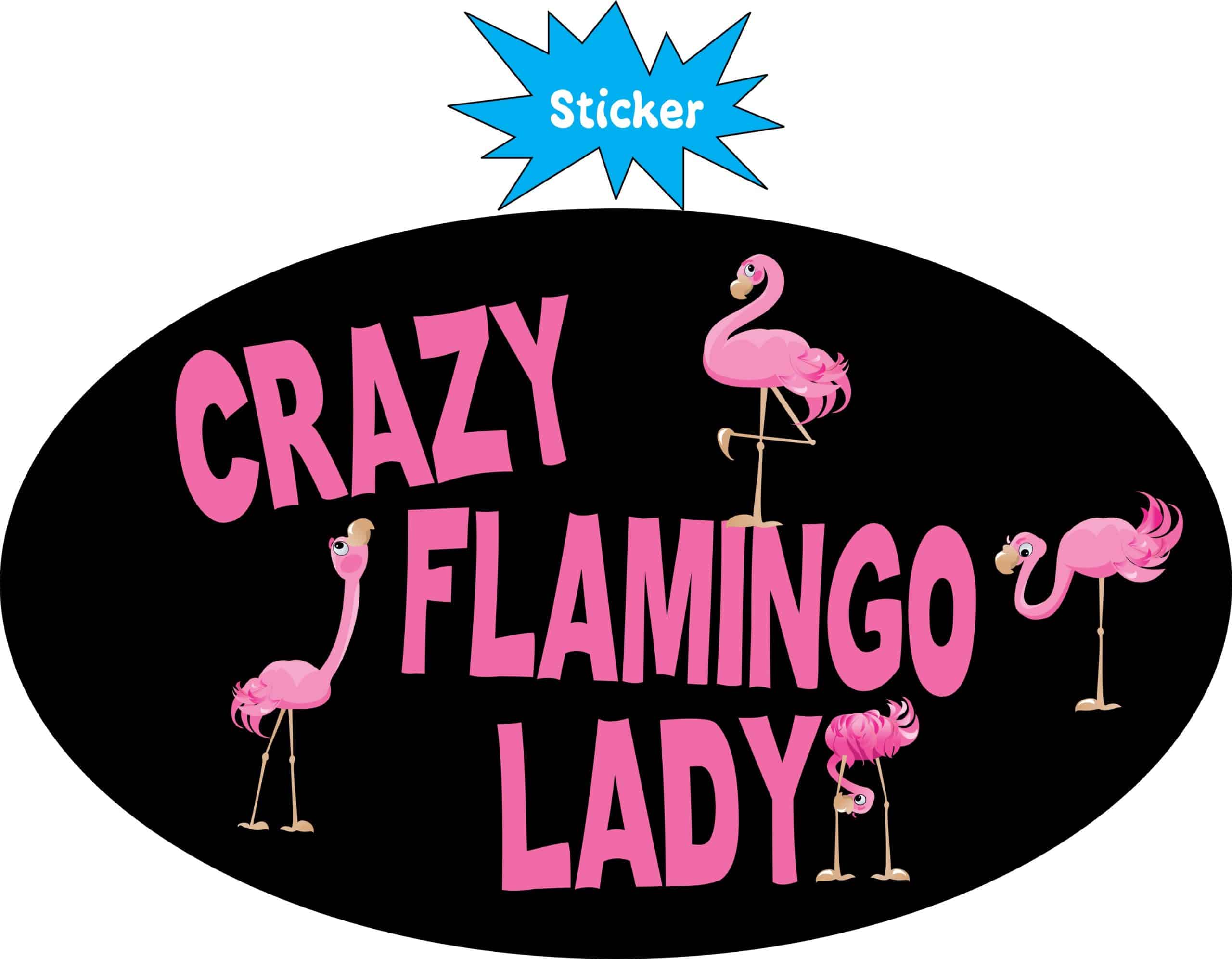 StickerTalk Oval Crazy Flamingo Lady Vinyl Sticker, 5 inches x 3 inches - Image 2