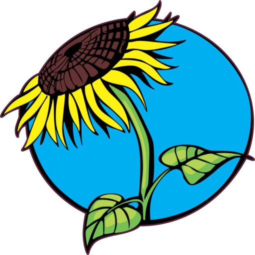 Blue Background Sunflower Vinyl Sticker