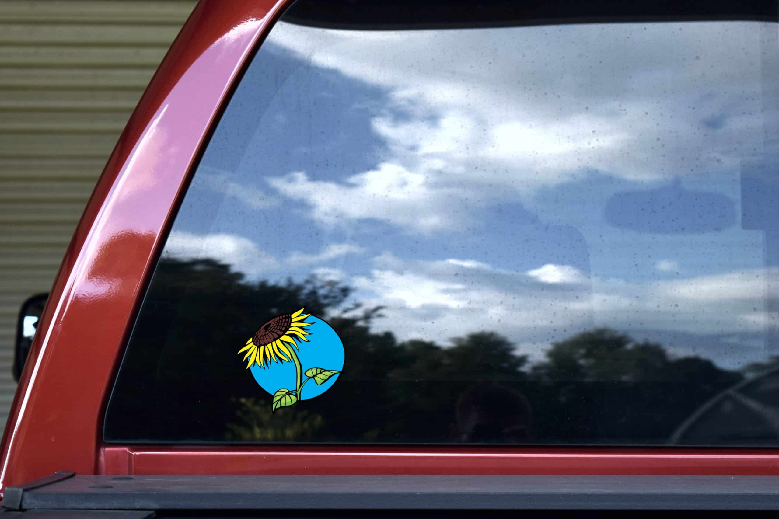 StickerTalk Blue Background Sunflower Vinyl Sticker, 4 inches x 4 inches - Image 5